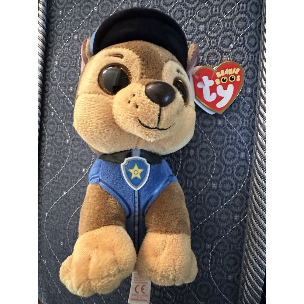 Paw Patrol Chase TY Beanie Boo 6" Plush German Shephard NWT